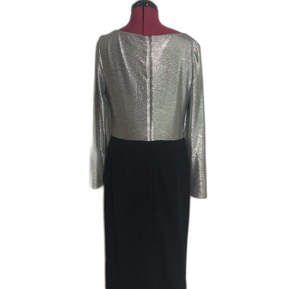 Lauren Ralph Lauren Black & Silver Metallic Bodice Gown Women’s Size 10 - Picture 6 of 14